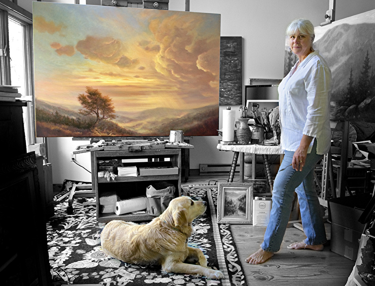 Jo Ridge Kelley painting in her studio