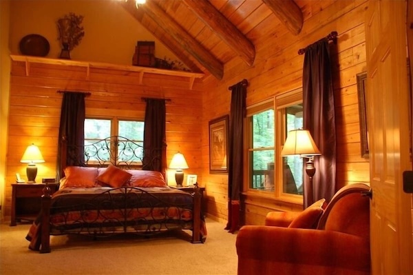 Private bedroom with cathedral ceiling at the retreat house