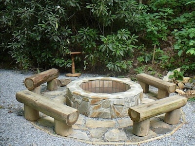 Fire pit for evening gatherings at the retreat house