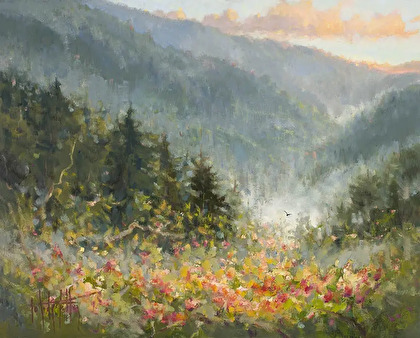 Wildflower meadow sample painting, subject two